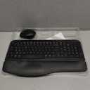 Wireless Keyboard and Mouse Combo, Wave Keys Full-Sized Ergonomic Keyboard with Cushioned Plam Rest, Phone Holder, Comfortable Natural Typing, 2.4G Cordless Set for Computer, Laptop, PC, Mac, Windows