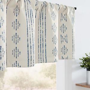 jinchan Geometric Striped Boho Valance Curtains Blackout Double Layer Valance for Windows Farmhouse Window Treatment for Kitchen Living Room Bedroom Rod Pocket 2 Panels Black on Beige, 52" W x 63"  