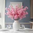 Daifunli 12 Pcs Artificial Cherry Blossom Branches Silk Fake Cherry Blossom Flowers 43 Inch Faux Stems for Spring Home Decor, Table Centerpieces, Wedding Bouquets(Deep Pink,Classic)