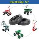 GICOOL 10" Flat-Free Solid Tire and Wheel Replacement 4.10/3.50-4, with 5/8" Axle Bore Hole, 2.2" Offset Hub, Compatible with Hand Truck Tire Garden Wagon Trolley Dolly