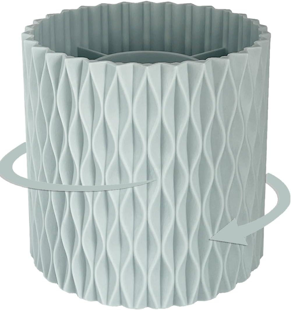 Rotating Pen Holder for Desk, 5 Slots Unique Blue Desk Pen Organizer Easthetic Desktop Supplies and Accessories for Women Girls, Pencil Cup Caddy for Office Home Art Supply