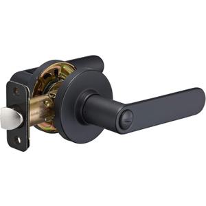 Amazon Basics Contemporary Reno Door Lever - Privacy - Matte Black,6 Pack 1 Carton