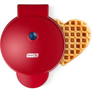 Dash Express Waffle Maker -Electric Waffle Maker for Creative Homemade Treats - Dual Nonstick Cooking Surfaces, Easy Food Release & Quick Cleanup - Compact, Space-Saving Design - 8 Inches - Red Heart