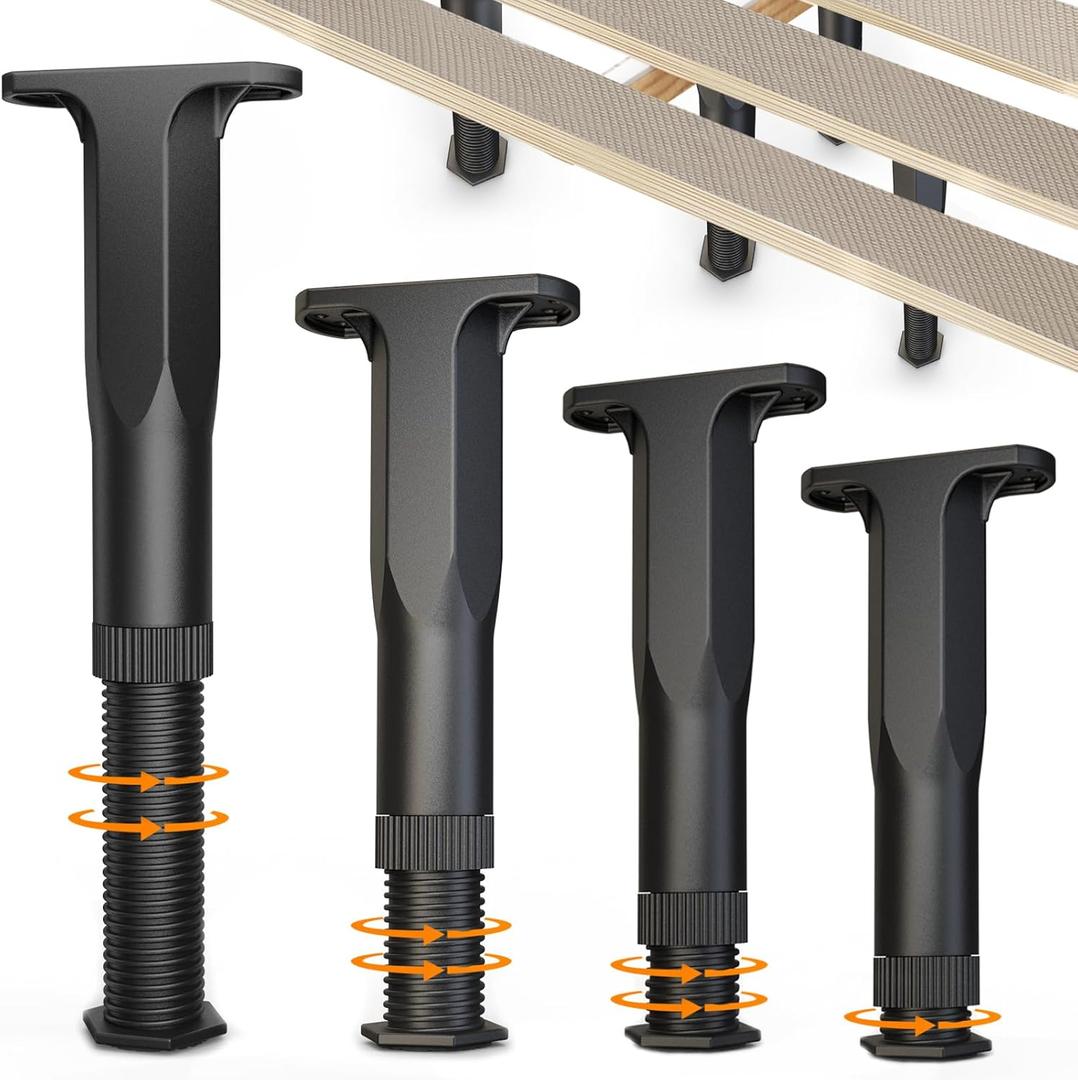 4PCS 8"-14.5" in Height Bed Support Legs, Adjustable Bed Frame Support Legs for Frame Center Slats, Durable Furniture Support Legs Replacement for Couch Dresser Table Frame Sofa (4pcs 8"-14.5")