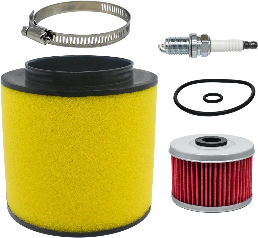 17254-HN1-000 Foreman 500 Air & Oil Filter Replacement for Honda Rubicon 500 TRX500F TRX500FA TRX500FM Rancher 420 TRX420 2014-2016 Rincon 650 TRX650FA Sportrax 400 with Spark Plug