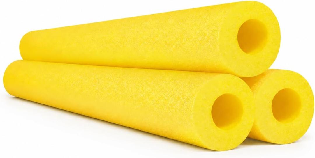 Chochkees Pool Noodles 52" x 2.5" Inch Swimming Hollow Core Foam Tube, Floating Thick Noodles for Floating, Pool Accessories (Yellow, 3-Pack)