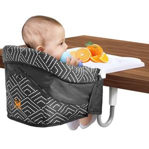 MTWML Hook On High Chair with Tray,Portable Baby High Chair that Attaches to Table,Clip On Fast Table Seat for Babies and Toddlers.Baby Feeding Seat for Dining Tables and Counter(Stripe-Black)