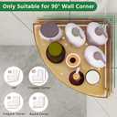 Corner Shower Shelves - 2 Tier No Drilling Shower Caddy Adhesive, Stainless Steel Shower Organizer with 4 Hooks, Wall Mounted Shower Rack for Inside Shower Corner Shelf, Gold Floating Shelves