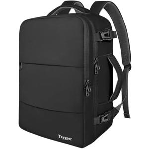 Taygeer Travel Laptop Backpack for Men Women, Airplane Approved Travel Backpack Suitcase with Usb Charging Port, Lightweight College 35l Luggage Bag 15.6inch Laptop Mochila Gifts for Business,Black