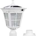 ST4311AQ-W Solar Post Light Outdoor, Dusk to Dawn Bright Classic Post Lamps for Patio Yard Gates Deck Pathway Garden Pole Mount (White, Lamp)