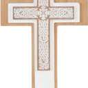 TRENDIN Wooden Standing Cross Decor for Table Desk, Rustic Stand Up Wood Cross Statue for Shelf, Decorative Catholic Christian Religious Home Decoration for Bedroom, Living Room