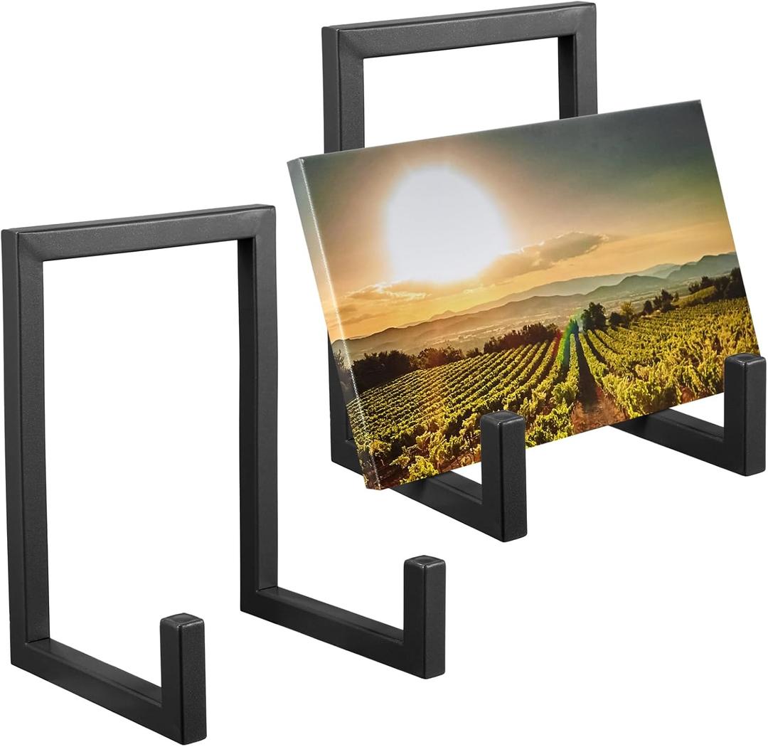 Sweetude 2 Pcs Large Plate Stands for Display Metal Frame Plate Holder Display Stand Decorative Table Top Easels for Picture, Book, Platter, Photo Easel (Black, 10 Inch)