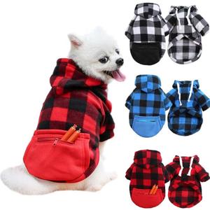 3 Pieces Plaid Dog Hoodie Pet Clothes Sweaters with Hat and Pocket Christmas Classic Plaid Dogs Winter Clothing Warm Dog Hooded Coat Cold Weather Pet Clothes for Dogs and Cats XL