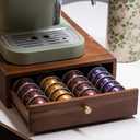 Acacia Wood Coffee Pod Drawer Compatible with Nespresso Vertuo, Pods Holder, Pod Organizer Tray, Storage, Stand, Container, Capsule Holder for Coffee Bar Countertop, 40 Big or 60 Small Pods Capacity