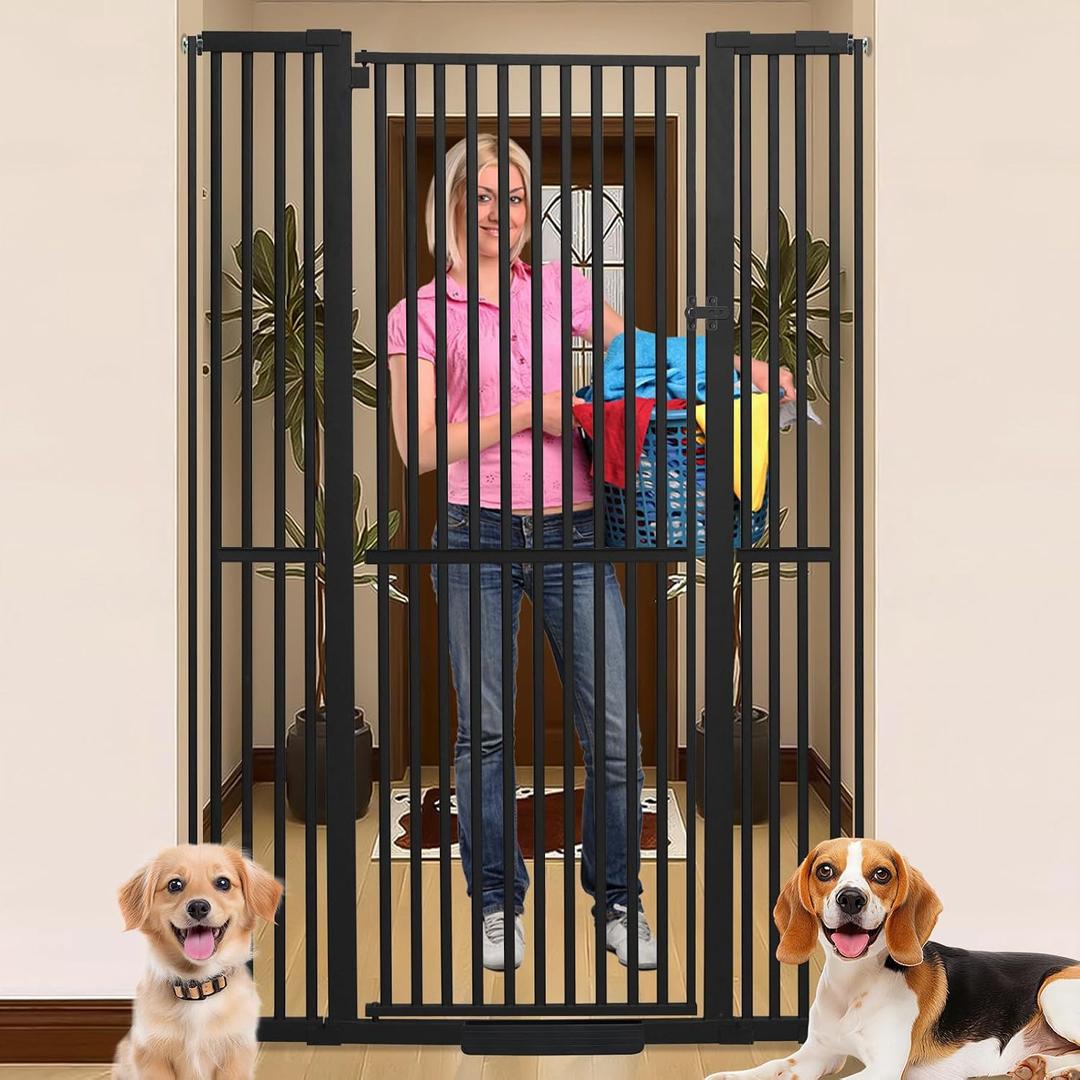 SHYUJAJIE 71 Inch Extra Tall Pet Gate for Cats, 29.5-48" Adjustable Wide Dog Gates, Pressure Mounted Walk Through Tall Cat Gate for Doorways,Hallway,Stairs,HouseBlack