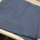 100% Cotton Light Blue Throw Blanket 50" x 70", 6 Layers Large Breathable and Lightweight Cotton Blanket for Bed and Couch, Soft Quilt Bedspread, Gauze Blanket for Adults All Season, Blue (05 - Dark Blue)