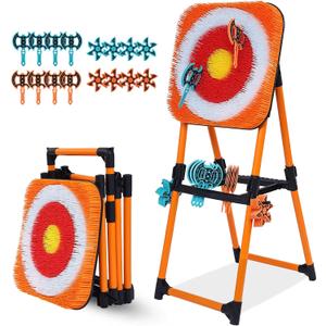 Axe Throwing Game Bristle Target with 16 Throwing Axes, Axe Throwing Outdoor Games for Kids Adults and Family, Backyard Games, Yard Game