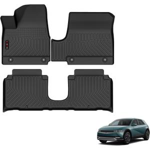 KELCSEECS Floor Mats Custom for 2023 2022 Hyundai Ioniq 5 Movable Center Console Car Mats All Weather Mats Heavy Duty TPE Automotive Floor Liners Ioniq 5 Accessories Front& Rear Row Full Set Black