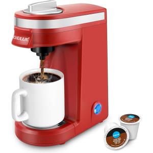 CHULUX Mini Coffee Maker for K Capsule, Single Serve Coffee Maker for One Cup Americano, Lightweight Pod Coffee Machine, Red