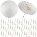 SAYAYA 50 Pieces 33 Inches Large White Paper Umbrellas Parasol Decorative Chinese Japanese Parasol Rainproof Oiled Paper DIY Painting Umbrellas for Wedding Bridal Showers Party Decor (50 PCS)