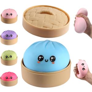 Dumpling Squishy, Dumpling Squishy Mystery Box, Cute Big Squishy Dumpling Stress Ball Fidget Sensory Toy for Adults Anxiety Relief, Novelty Squeeze Ball for Office Desk (Blue)