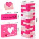 Couple Game for Adults, 54pcs Pink Wooden Lust Tower Game for Naughty Date Night Ideas and Fun Couple Gifts for Her, Unique Stacking Games Gift with 6pcs DIY Blocks