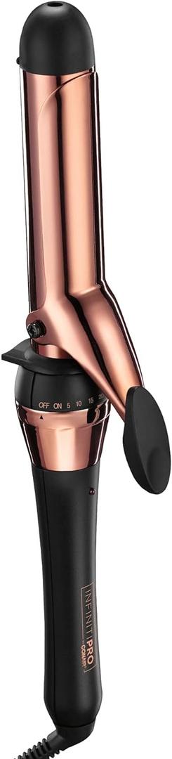 INFINITIPRO BY CONAIR Rose Gold Titanium 1 1/4-Inch Curling Iron, 1  inch barrel produces loose curls  for use on medium and long hair (Black)