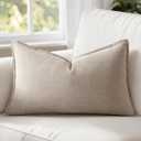 MIULEE Decorative Linen Pillow Covers 12x20 Inch Natural Linen Boho Farmhouse Neutral Couch Throw Pillows for Bed Pack of 1 Accent Modern Pillowcase Sofa Livingroom Home Decor