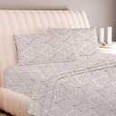 Carressa Linen Luxury Egyptian Cotton King Printed Sheet Set - 600 Thread Count Extra Long Staple 4 PC Set, Paisley Blush King Printed Sheets, Soft, Cooling Sateen Weave Sheets Upto 18 in Deep Pocket