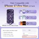 GVIEWIN for iPhone 17 Pro Max Case Compatible with MagSafe [Curly Wave Edge][Full Camera Protection] Floral Translucent Shockproof Magnetic Women Phone Case for 17 Pro Max, Dark Floratopia/Deep Purple