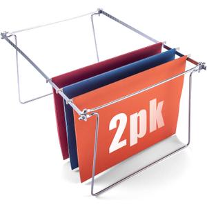 Officemate Hanging File Frame, Letter Size, Adjustable 14 to 18-Inches, 2 Count (Pack of 1),Silver, 91990