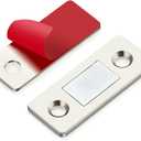 12 Pack Ultra Thin Cabinet Door Catch Stainless Steel Cabinet Magnetic Door Catch Cabinet Magnets Adhesive Drawer Latch Cabinet Magnetic Catch for Kitchen Closet Door Magnet Stick on Cupboard Wardrobe