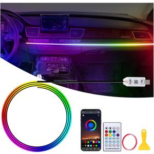 Acrylic LED Lights for Car, 43.3in RGB Strip Light Car LED Lights Interior with USB Port, App Control, Music Sync, 146 LEDs Interior Ca r Lights for Women Men Gifts