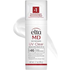 EltaMD UV Clear Face Sunscreen SPF 46, Oil-Free Sunscreen with Zinc Oxide, Dermatologist Recommended