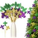 Suncalla 12 Pcs Mardi Gras Decoration Mardi Gras Picks 15 Inch Glitter Fleur De Lis Picks Carnaval Purple Green Gold Ornament for Tree Topper Home Floral Arrangement Wreath Party Decor