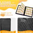 Premium 1000+ Pockets Trading Card Binder, 16-Pocket Ringless Side-Loading Album for TCG, MTG, Lorcana, Sports & Standard-Size Cards (Black2)