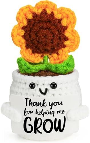 MBL Sunflower Valentines for Teacher Women - Thank You Appreciation Emotional Inspirational Support Crochet Sunflowers Gifts Valentine's Day for Teachers Men Coworker Boss Lady Friend Retirement