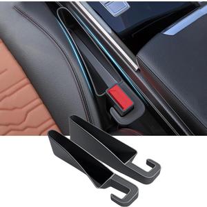 2025 Upgrade Short Car Seat Gap Filler, Seat Gap Organizer with Phone Holder, Car Seat Accessories, Car Organizer Fit Sedan SUV Truck-2PCS Black