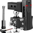Airbird Adjustable Trailer Hitch Dual Ball Fits 2.5-Inch Hitch Receiver | 2" & 2-5/16" Dual Ball, 5-Inch Drop, Heavy Duty Tow Hitches (18000LBS) , with Anti-Theft Pin & 4 Hitch Silencers, AIMAL-2505