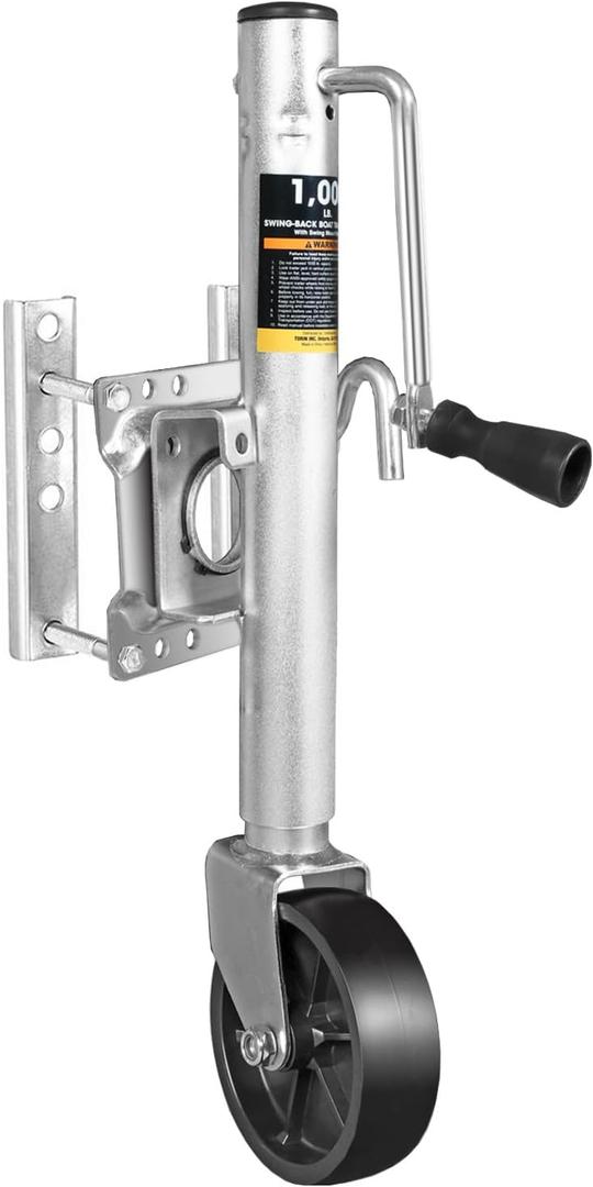 Torin 1000 lbs Trailer Jack with Wheel, Heavy Duty Swivel Boat Trailer Jack Single Whee, 10" Lift, Bolt-on Trailer Tongue Jack for RV Boat ATR39001B, Silver