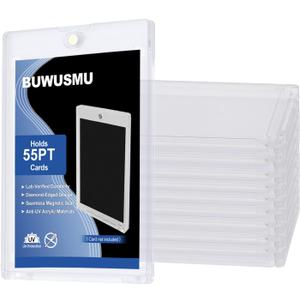 50 Pcs 55 Pt Acrylic Magnetic Card Holders(2.5 x 3.54 Inch), One Touch Card Holder Clear Card Protectors Hard Plastic Magnetic Card Case for Sports Baseball Trading Card Storing Displaying