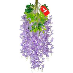 5 Pack Light Purple Wisteria Hanging Flowers, 3.44 Ft Fake Hanging Flowers, Artificial Wisteria Garland Vines for Wedding Room Backdrop Outdoor Patio Garden Decoration