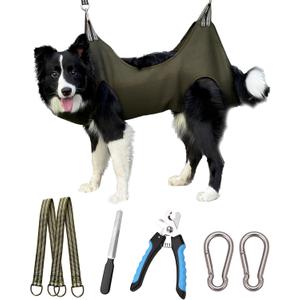 Kkiimatt 10 in 1 Dog Pet Grooming Hammock Harness with Nail Clippers, Nail File, XL Size Dog Hammock for Nail Trimm, Grooming Sling Holder Hanger Restraint for Claw Care