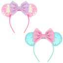 DRESHOW Mouse Ears Bow Headbands Glitter Party Decoration Cosplay Costume for Women