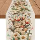 Easter Table Runner Butterfly Flowers Eggs Runners Table Decorations Holiday Spring Kitchen Dining Home Party Supply 13x72 Inch