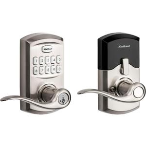 Kwikset SmartCode 917 Keypad Keyless Entry Traditional Residential Electronic Lever Deadbolt Alternative with Tustin Door Handle and SmartKey Security, Satin Nickel