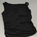 Ythomm Women One Shoulder Ruched Crop Tank Tops Casual Off The Shoulder Twist Strap Summer Tanks Tops Going Out Crop Shirts (Small, Black)