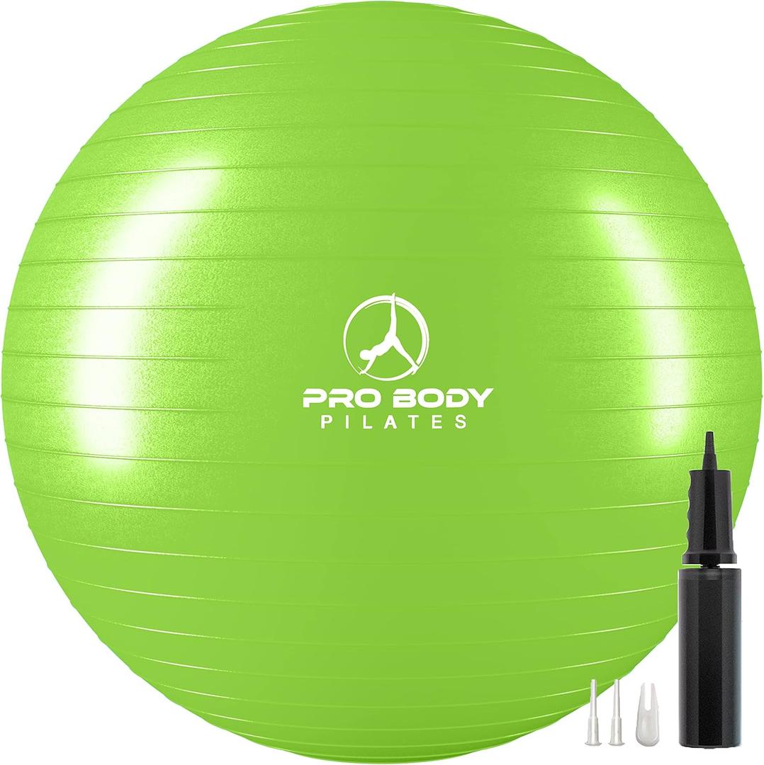ProBody Pilates Yoga Ball - Fresh Colors Exercise Ball for Stability, Pregnancy, Workout & Physical Therapy (M (48-55 cm), Lime)