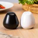 Tanew Ceramic Salt and Pepper Shakers Set of 2, 2oz Farmhouse Style, Vintage Cute Mini Salt Shakers, Glossy White and Matte Black, Perfect for Compact Cooking, Travel, BBQ, Kitchen and Resturant Decor
