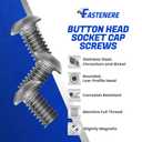 Fastenere Button Head Socket Cap Screws - 1/4-28 x 3/8" (25 Pack) Stainless Steel 18-8, Full Thread, Bright Plain Finish, Corrosion-Resistant, Machine Thread, Easy to Install w/Allen Socket Drive